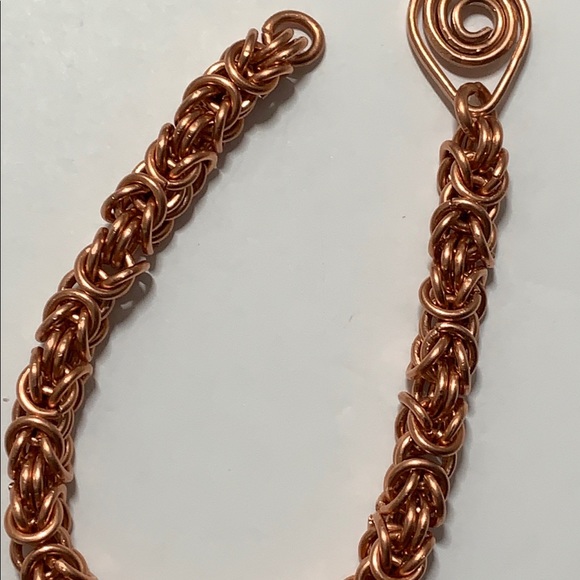 Swan hook Byzantine weave solid copper bracelet - Picture 8 of 8